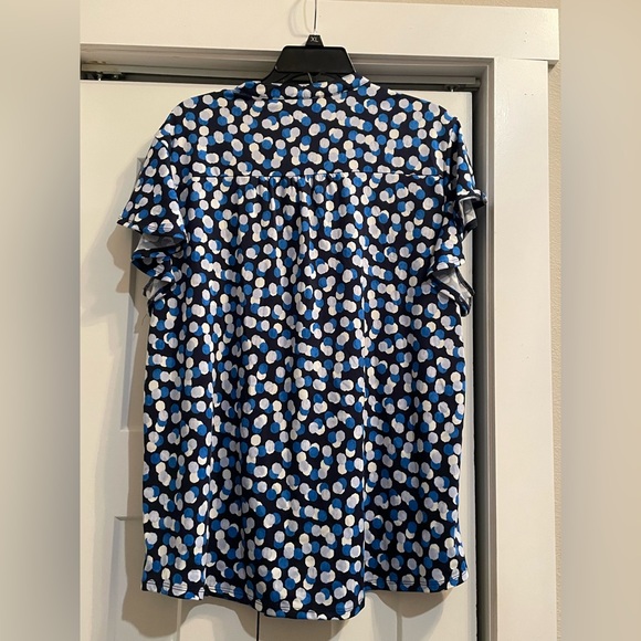 Ava & Grace Blue and White Polka Dot Blouse - Picture 2 of 5